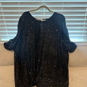 Torrid Black Sequin Blouse